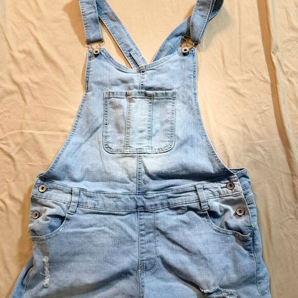 Wallflower Brand Faded Denim Overall Shorts - SIZE XL - Picture 1 of 15